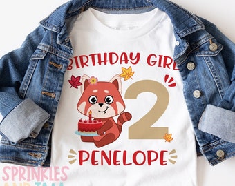 Red Panda Birthday Shirt - Panda Red Birthday Shirt - Panda Shirt Baby Girl - 1st 2nd Birthday - Girls Birthday Shirt ANY AGE - SHORTSLV