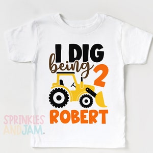 I dig being 2, Construction birthday shirt, Construction family shirts, Construction birthday party, birthday boy shirt, Any Age SHORTSLV