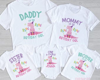 Dinosaur Birthday Girl Matching Family Shirts