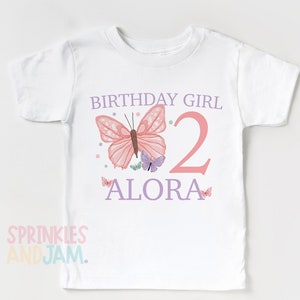Butterfly Birthday Shirt, birthday girl shirt, butterflies birthday party shirt, butterfly shirt, girls butterfly, Any Age - SHORTSLV