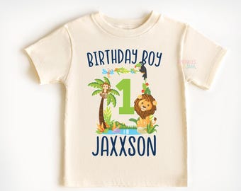 Personalized Jungle Birthday Shirt: Safari Lion, Monkey Outfit