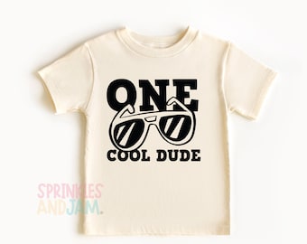 1st birthday shirt boy, one, 1st birthday, kids birthday shirt, boys birthday shirt, one cool dude, sunglasses - SHORTSLV