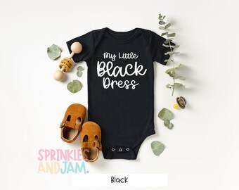 little black dress baby onesie