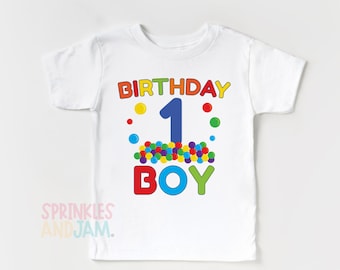 Bounce house birthday, bouncy ball birthday, 1st birthday boy shirt, babies, kids, toddlers, ball pit birthday, ANY AGE - SHORTSLV