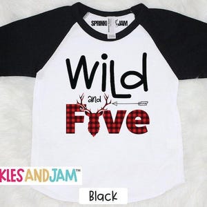 Wild and Five 5th Birthday Shirt: Lumberjack Raglan