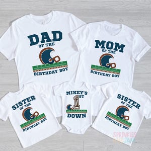 Football Birthday Family Shirts | First Down Birthday Shirt | Custom Name Football Party Outfit | Matching Family Birthday Tees | Any Age