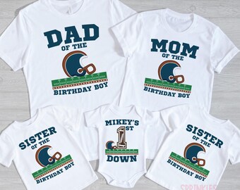 Football Birthday Family Shirts | First Down Birthday Shirt | Custom Name Football Party Outfit | Matching Family Birthday Tees | Any Age