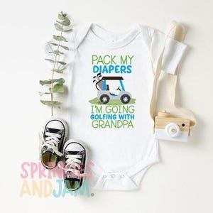 Personalized Golfing with Grandpa Baby Onesie ®: Personalized Shower Gift afbeelding 6