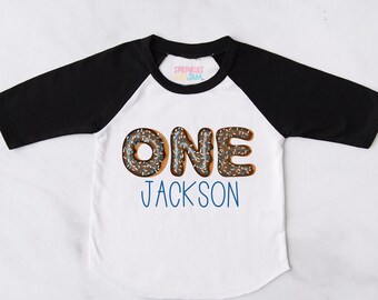 Donut 1st Birthday Raglan Tee: Sweet One Party Outfit - Final Sale Item