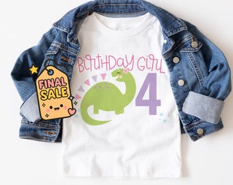Personalized Dinosaur Birthday Girl Shirt: Pink Dino Party