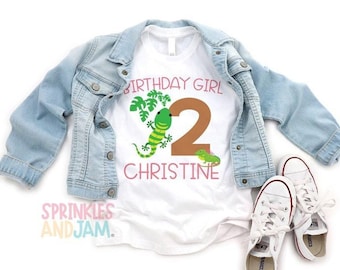 Personalized Gecko Birthday Girl Shirt: Reptile Party, Any Age
