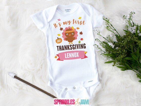 my first thanksgiving onesie girl