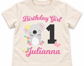 Koala Birthday Girl Shirt: Safari Kawaii Tee, Personalized Age