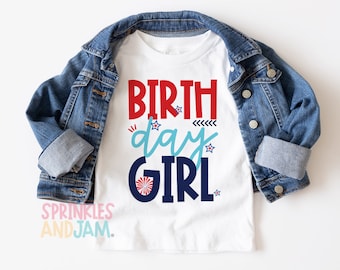 4th of July Birthday Shirt - 4th of July birthday girl shirt - Baby Girl - Birthday Girl - Girls Birthday Shirt - Any Age - SHORTSLV