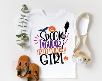 Halloween birthday shirt, halloween birthday shirt for girls, spooky, creepy, 1st, 2nd, 3rd,  birthday girl, any age - SHORTSLV