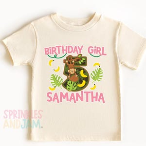 Monkey Birthday Girl Shirt: Jungle Theme Party, Any Age