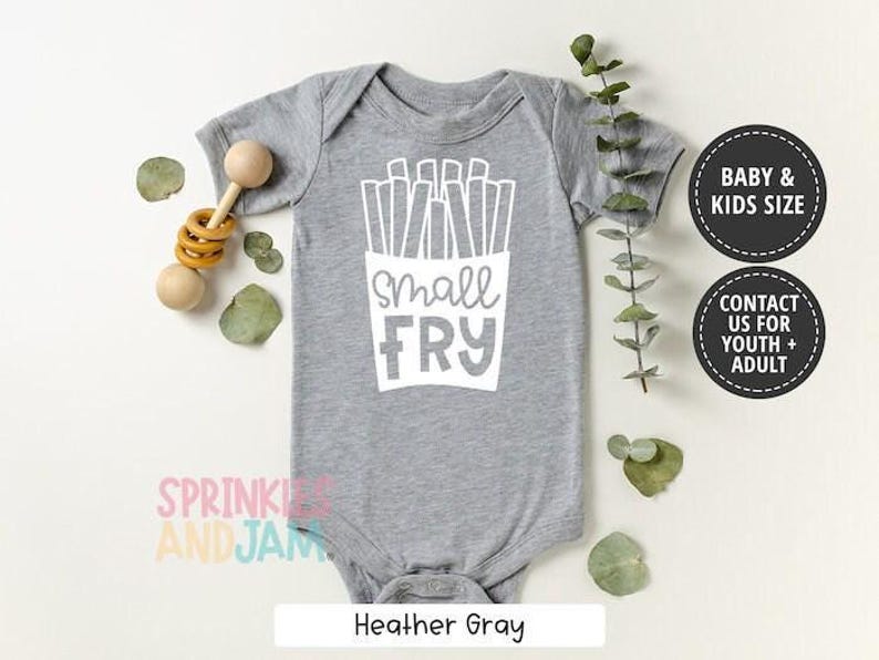 Small Fry Baby Onesie: Funny French Fry Bodysuit image 1