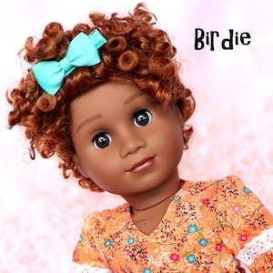 Custom 10-11 in Doll WIG Copper Curly BIRDIE fits 18" Dolls Jack Dolls Brand Stretch Fit Cropped Pixie Short AG Gotz