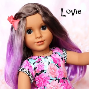 Custom 10-11 in Doll WIG Purple Ombre LOVIE Fits 18" Dolls Jack Dolls Brand Stretch Fit AG Gotz