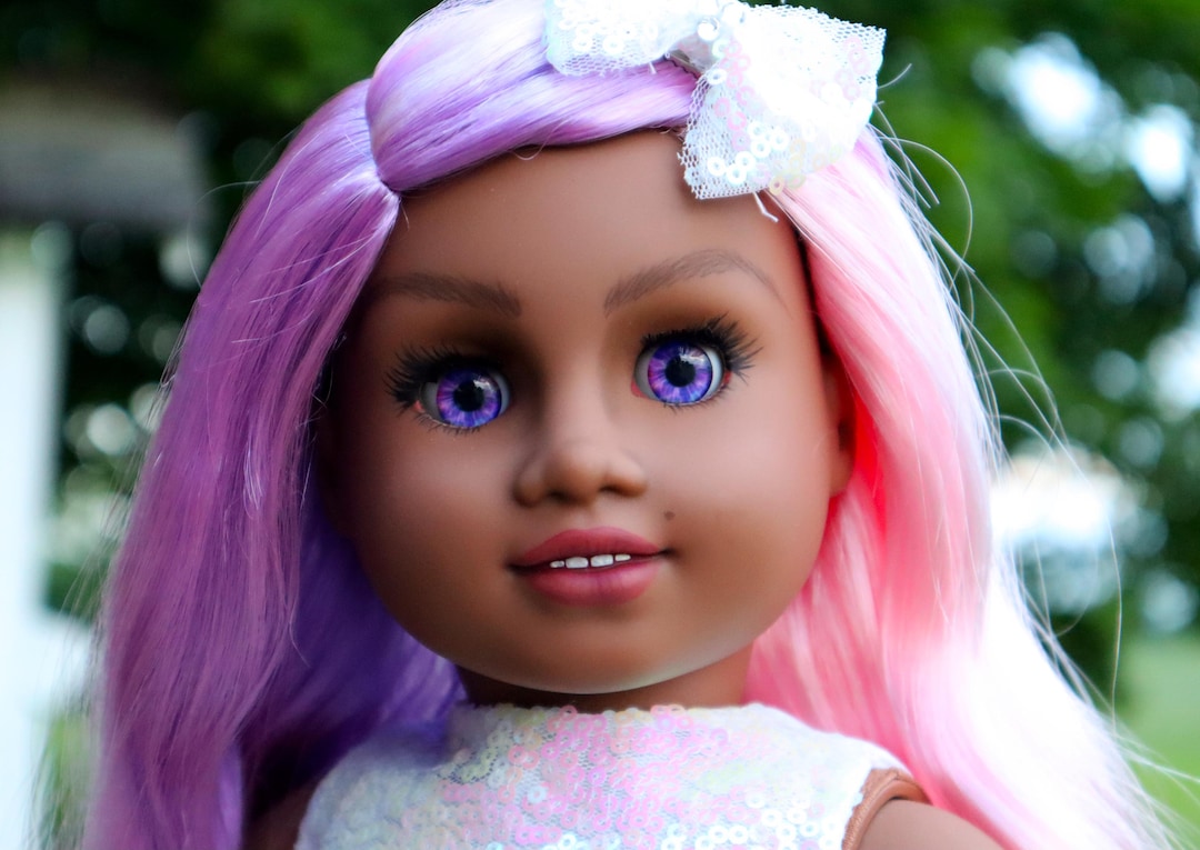 Custom OOAK American Girl Doll LILAC Sonali Mold Split Hair Pink
