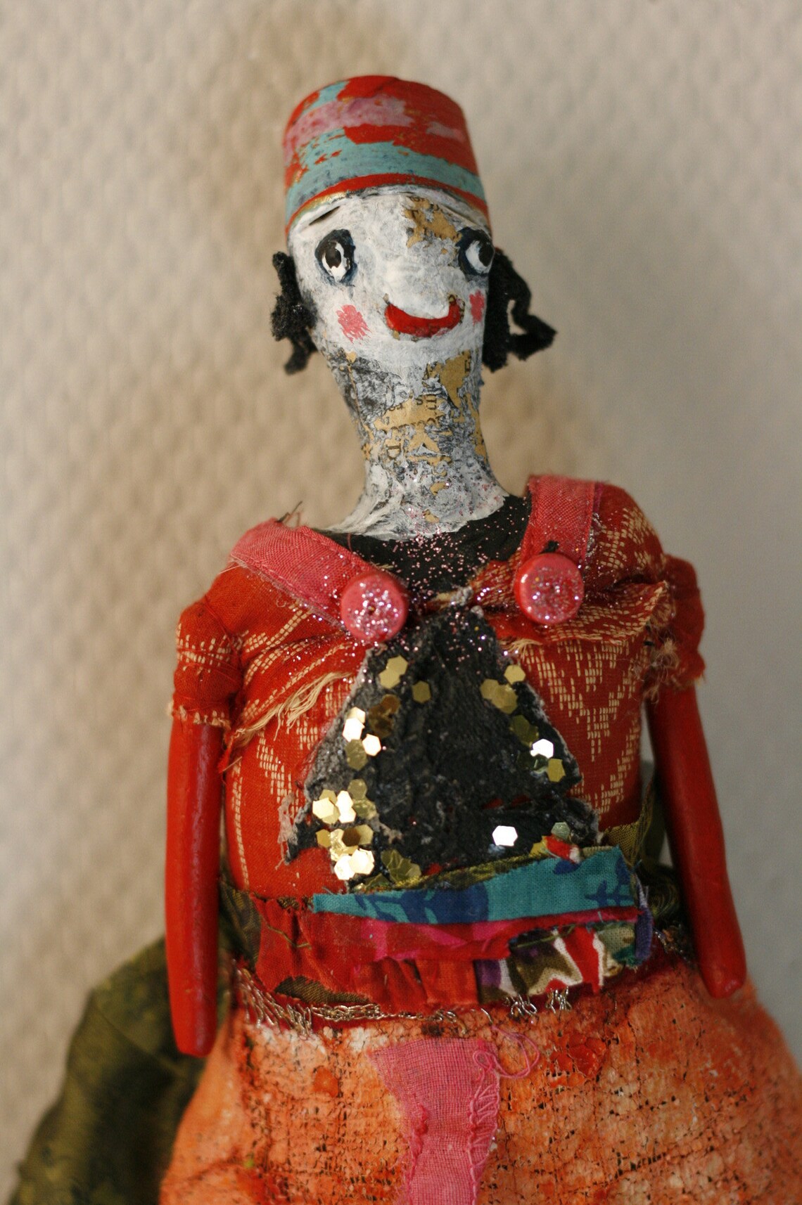 Carmelita Paper Mache Doll Sculpture Folk Art Rag Doll Etsy