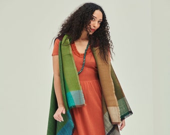 Women's Winter Wrap Cape Cardigan, Multicoloured Handmade Shawl Wrap Jacket With Armholes, Unique Birthday or Mothers Day Gift For Her