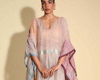 Sun Dress Linen Kaftan Maxi, Bohemian Beach Cover-Up, Chic Beach Kaftan, Resort Robe, Elegant Vacation Outfit, Ethical Holiday Cruise Wear