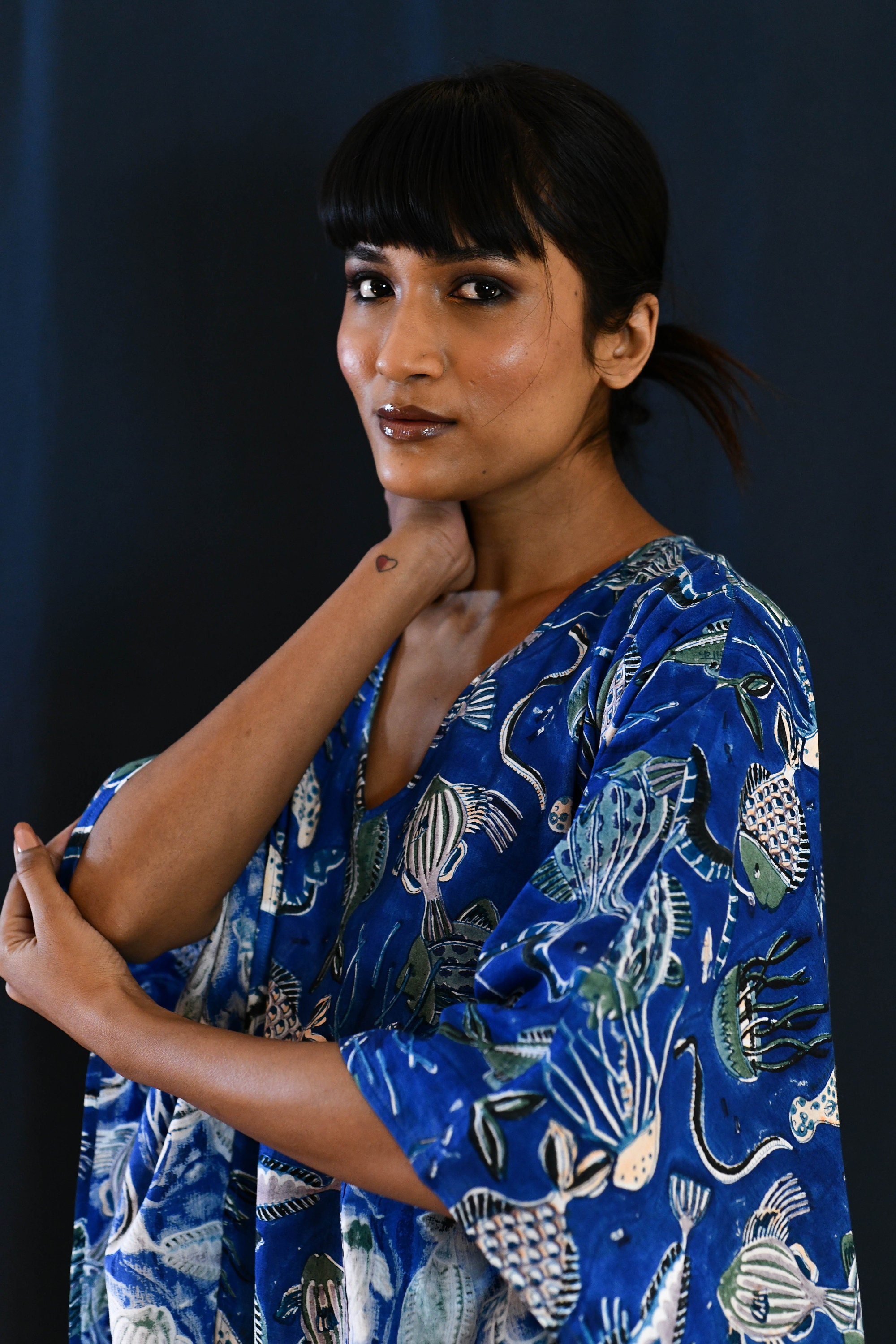 Canvas & Chaos Abstract Print Short Kaftan Dress - Multicolor Beach Cover Up main image 0