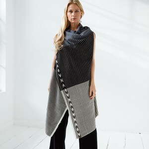 Open-Front Cape Jacket with Wide Sleeves - Black
