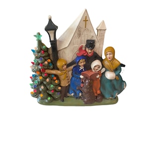VTG Keramische Atlantische mal Kerstboom Kerkliederen Dog and Music