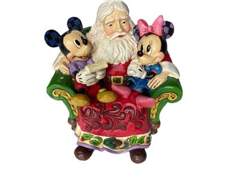 Disney Jim Shore Traditions Kerstman met Mickey & Minnie Mouse 4046017 Kerstwensen GEEN DOOS