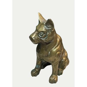 Estatua de perro pequeña de latón vintage Knick Knack