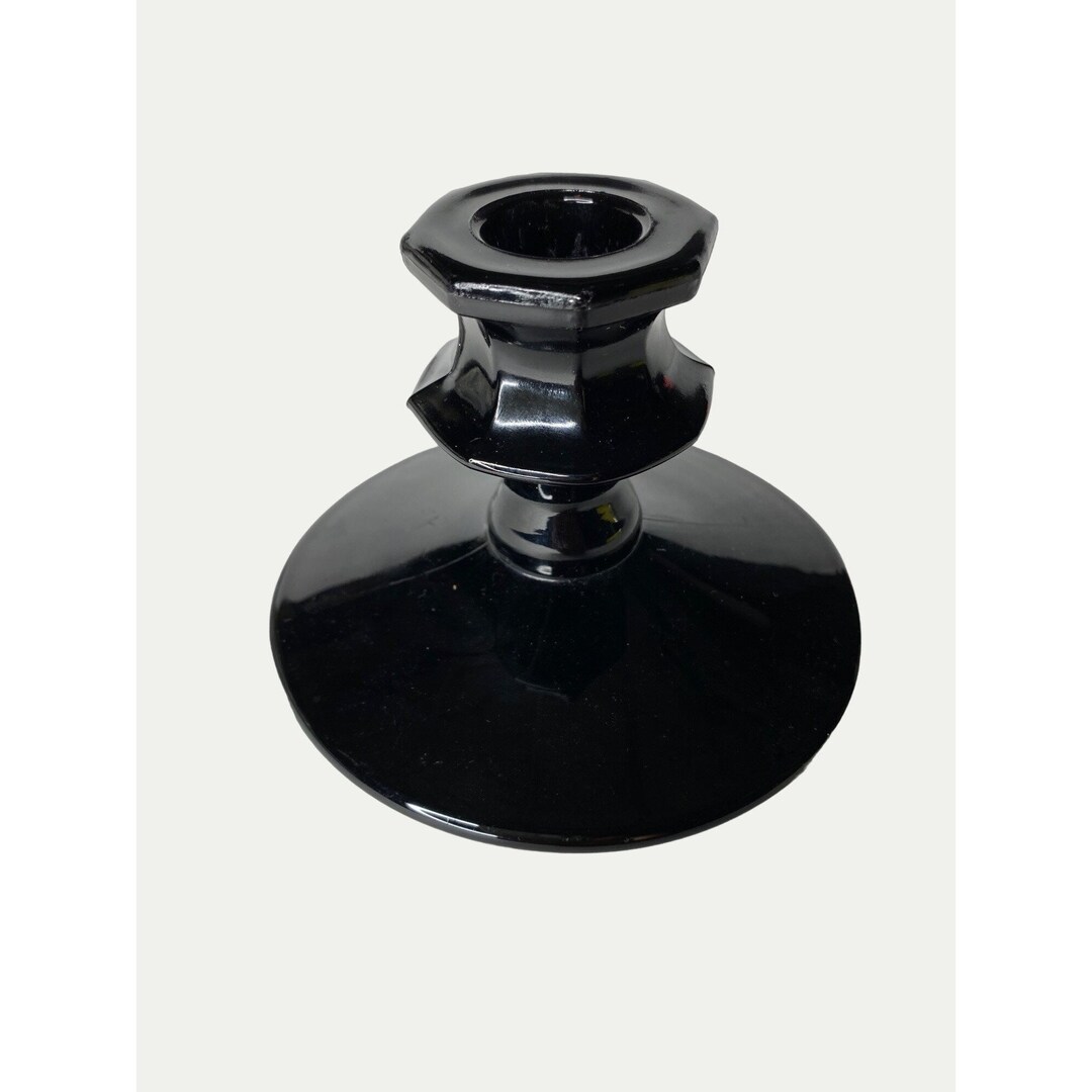 Vintage L.E. Smith Black Amethyst Candle Stick Holder Etsy