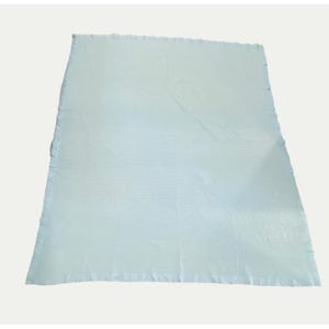 Vtg Blue Waffle Weave Acrylic Blanket with Satin Trim
