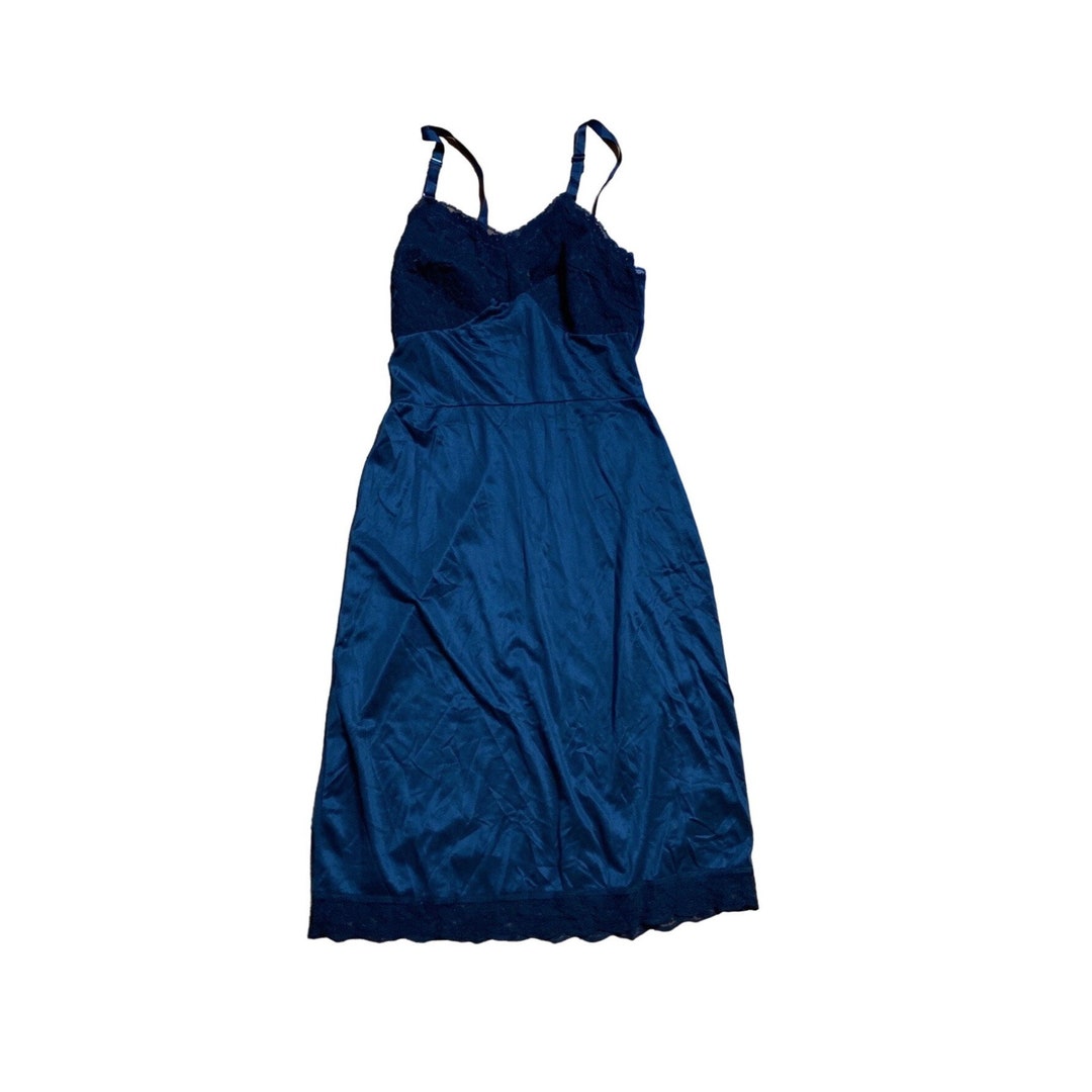 Vintage Black Lacy Silky Nylon Full Slip Dress Neglige 6P Etsy