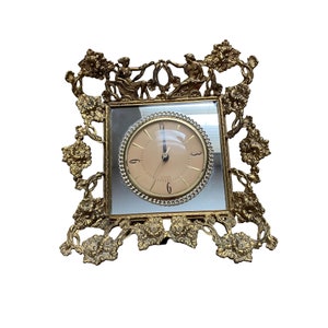Vtg MCM Ormolu French Style Electric Gold Tone Clock