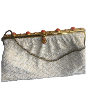 Vtg Walborg Hand Beaded Evening Cocktail Clutch Purse with Jeweled Closure