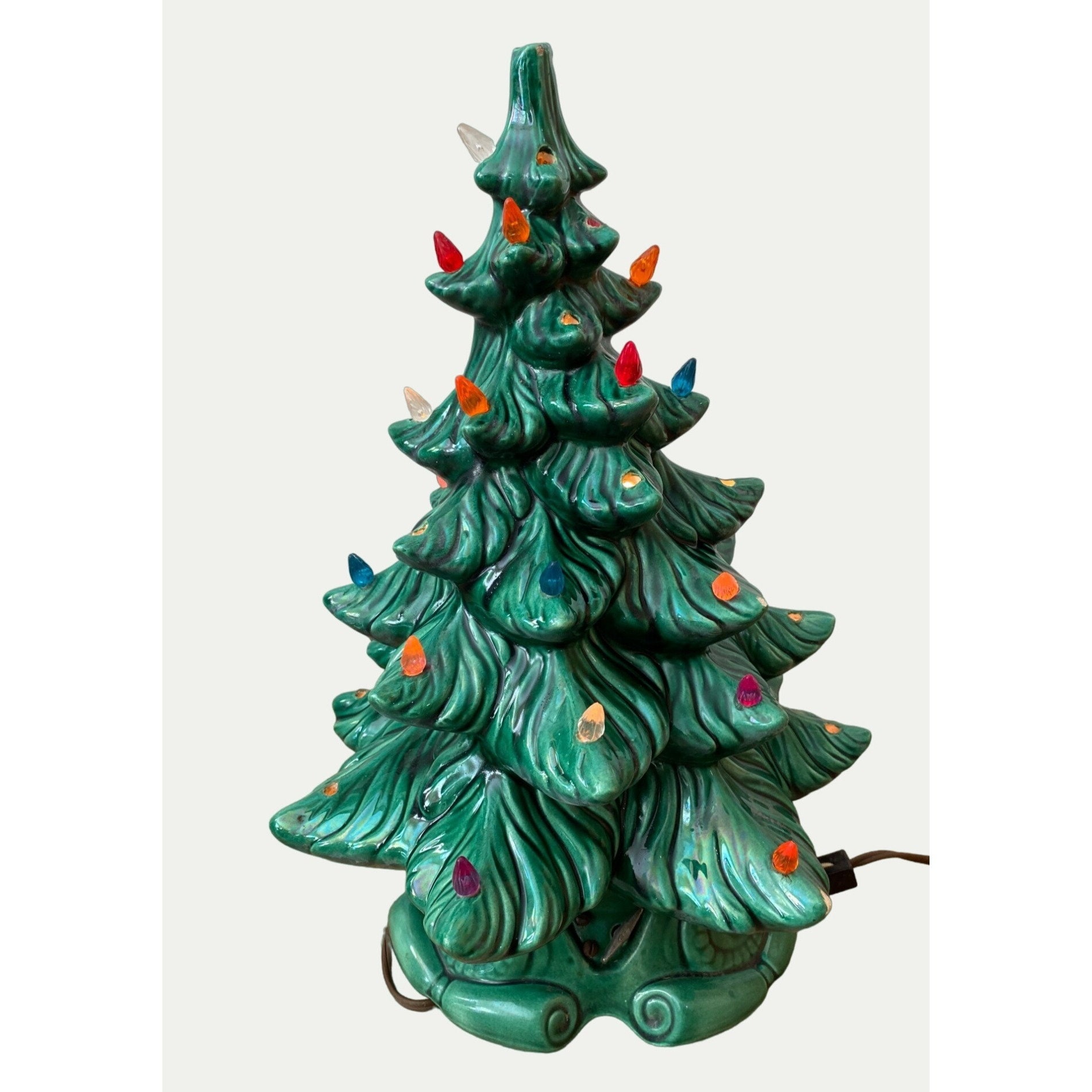 Vtg 1970s Green Ceramic Lighted Christmas Tree Green 16 Etsy