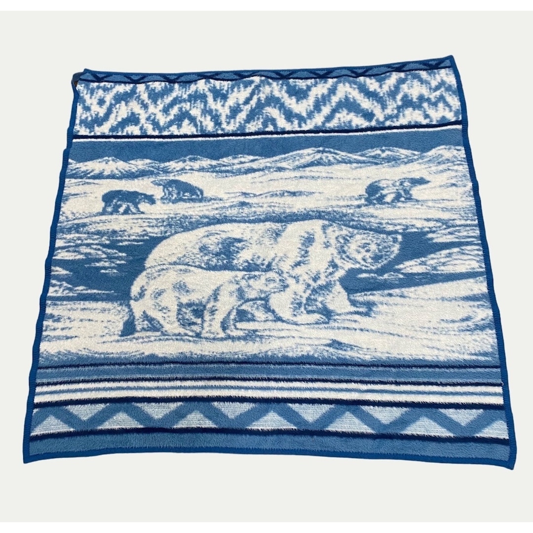 Vintage San Marcos Blue White Polar Bear Reversible Throw Blanket - Etsy