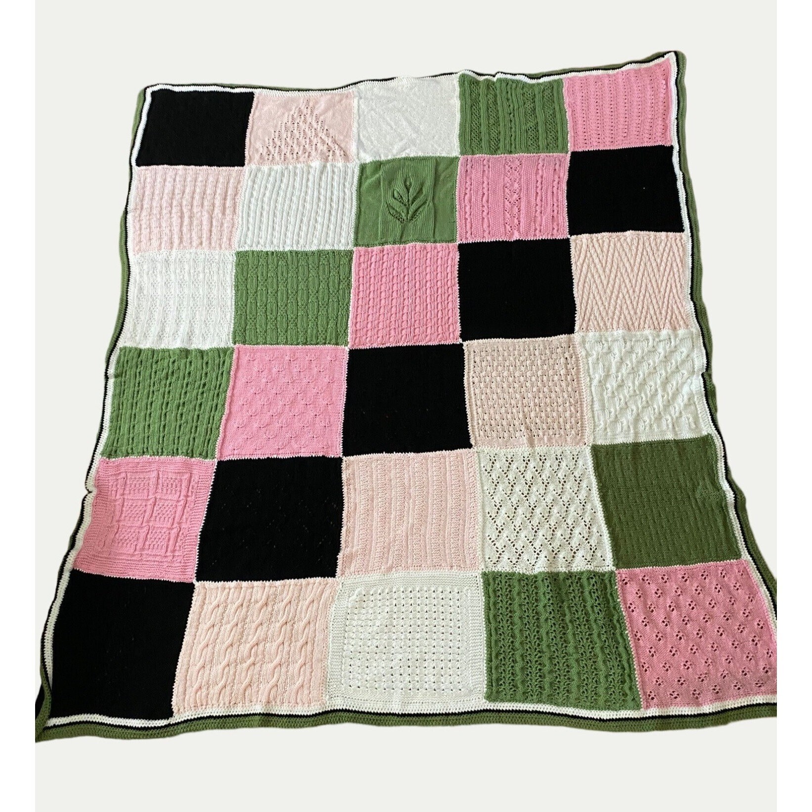 Color Block Crochet Afghan 75 X 72 - Etsy