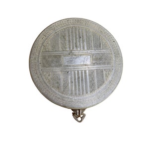 Antique Art Nouveau Deco 1920&#39;s Silver Tone Make up Compact