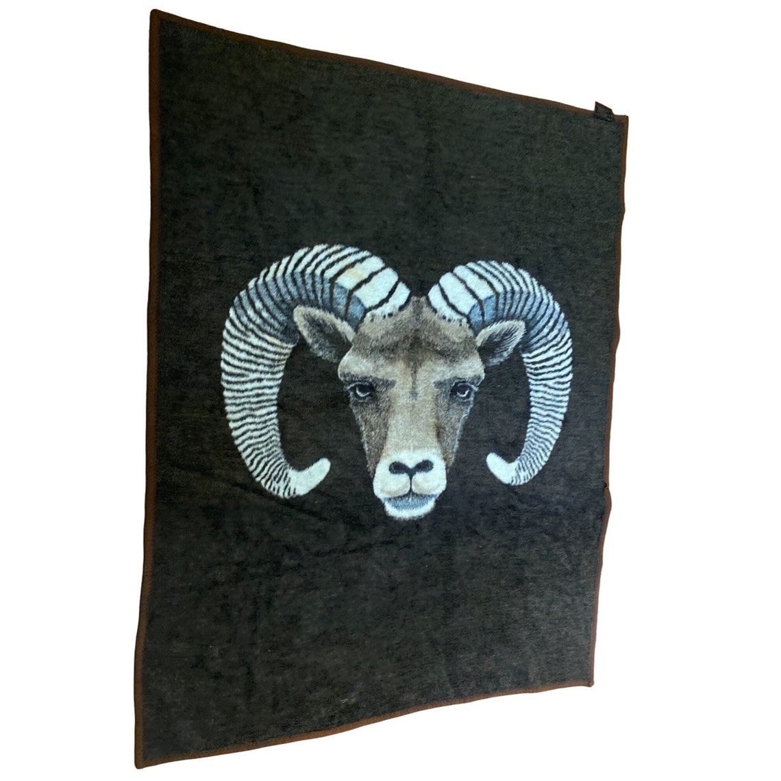 Vintage BIEDERLACK Reversible Fleece Ram Big Horn Sheep Throw Etsy