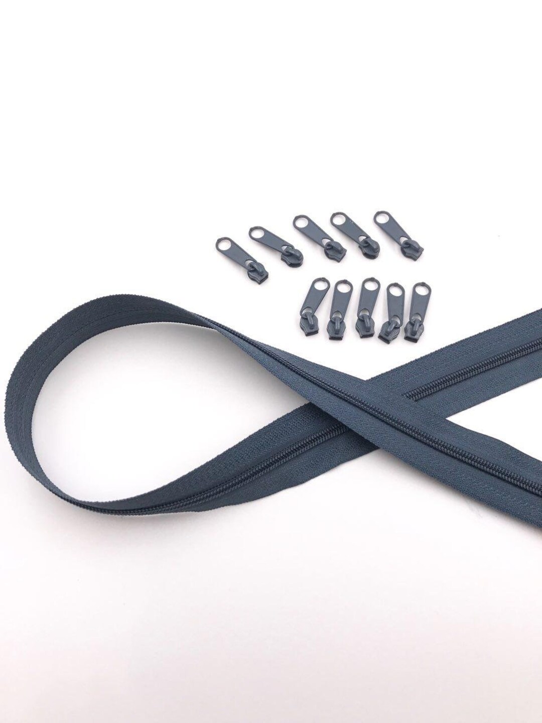 2 M Endless Zipper 3 Mm 10 Zipper Granite Grey Etsy