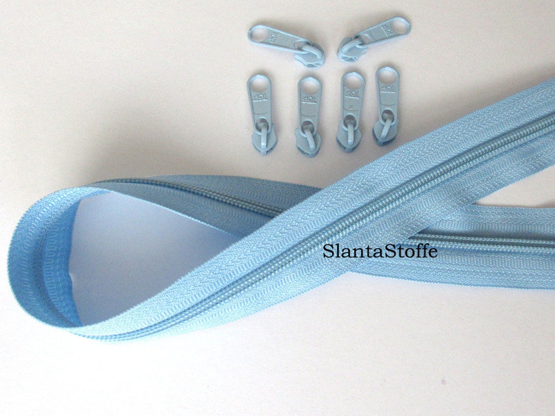 2 M Endless Zipper 5 Mm Sky Blue 6 Zippers Etsy