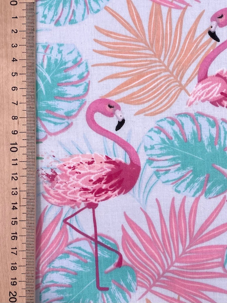 Tissu de décoration en coton Flamant rose largeur 160 cm à partir de 50 cm image 2