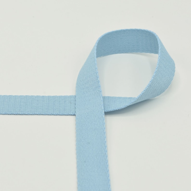 Webbing 25 mm cotton bag strap plain Babyblau
