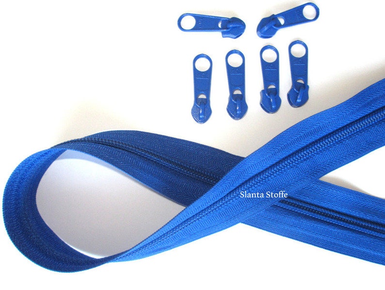 2 m Endless zipper 5 mm blue 6 zippers image 1