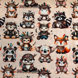 Jersey Stoff Kinderstoff Digitaldruck Woodland Animals Tiere