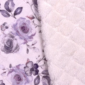 Quilted fleece teddy flowers on both sides
