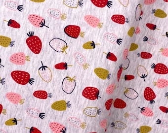 Tissu jersey tissu enfant fraise à partir de 50 cm